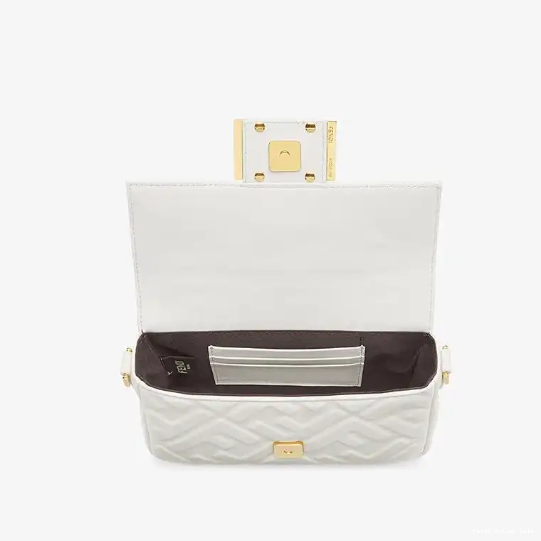 Affordable Mini In Nappa FF Bag Baguette Leather White Motif Fendi 0630